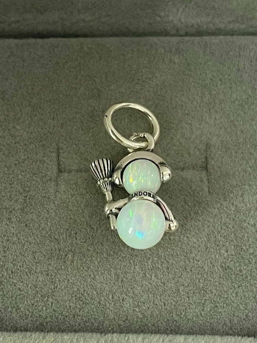 Pandora Opalescent Snowman Dangle Charm